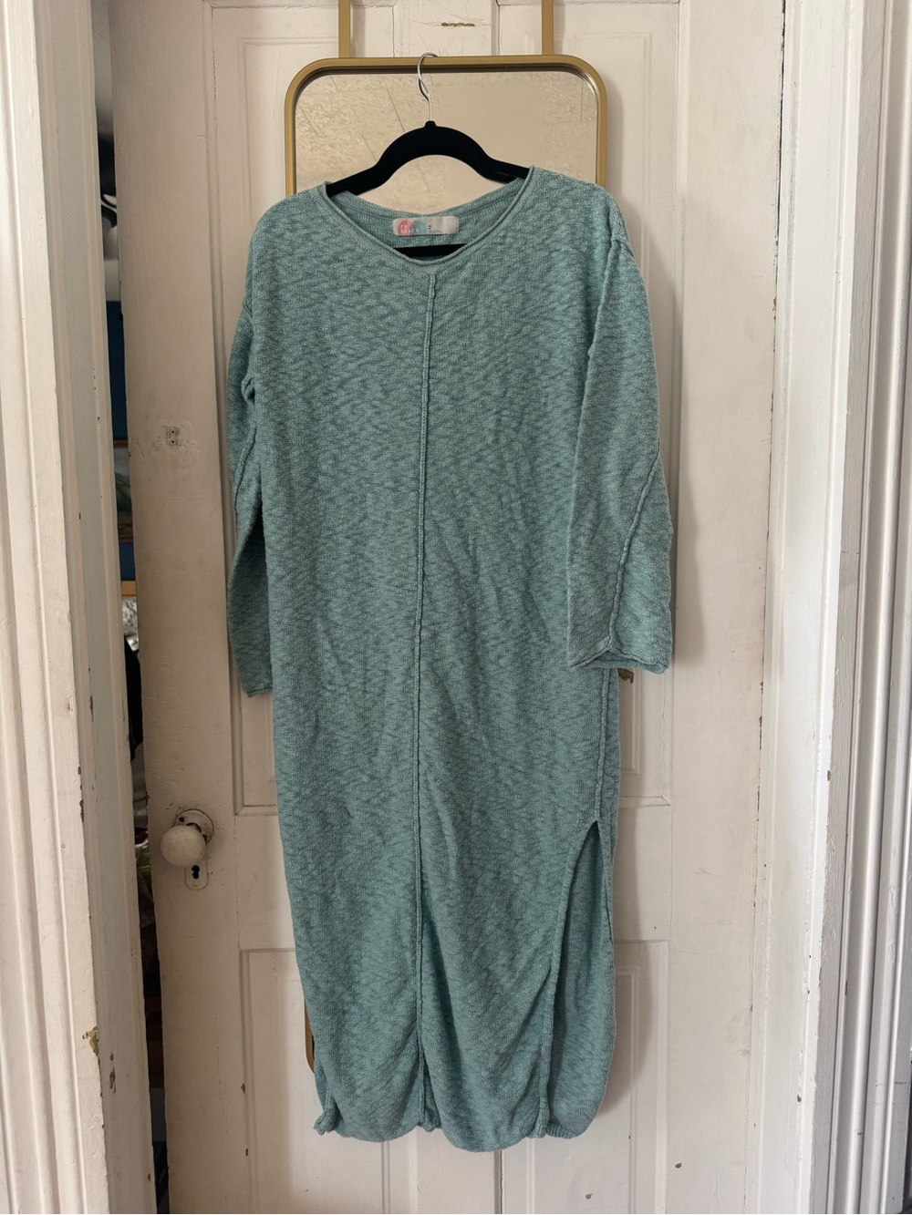 Free People Beach Bri Sweater Dress in Aqua Blue